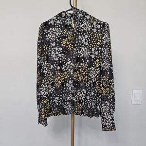 Ann Taylor Floral Balloon Sleeve Blouse